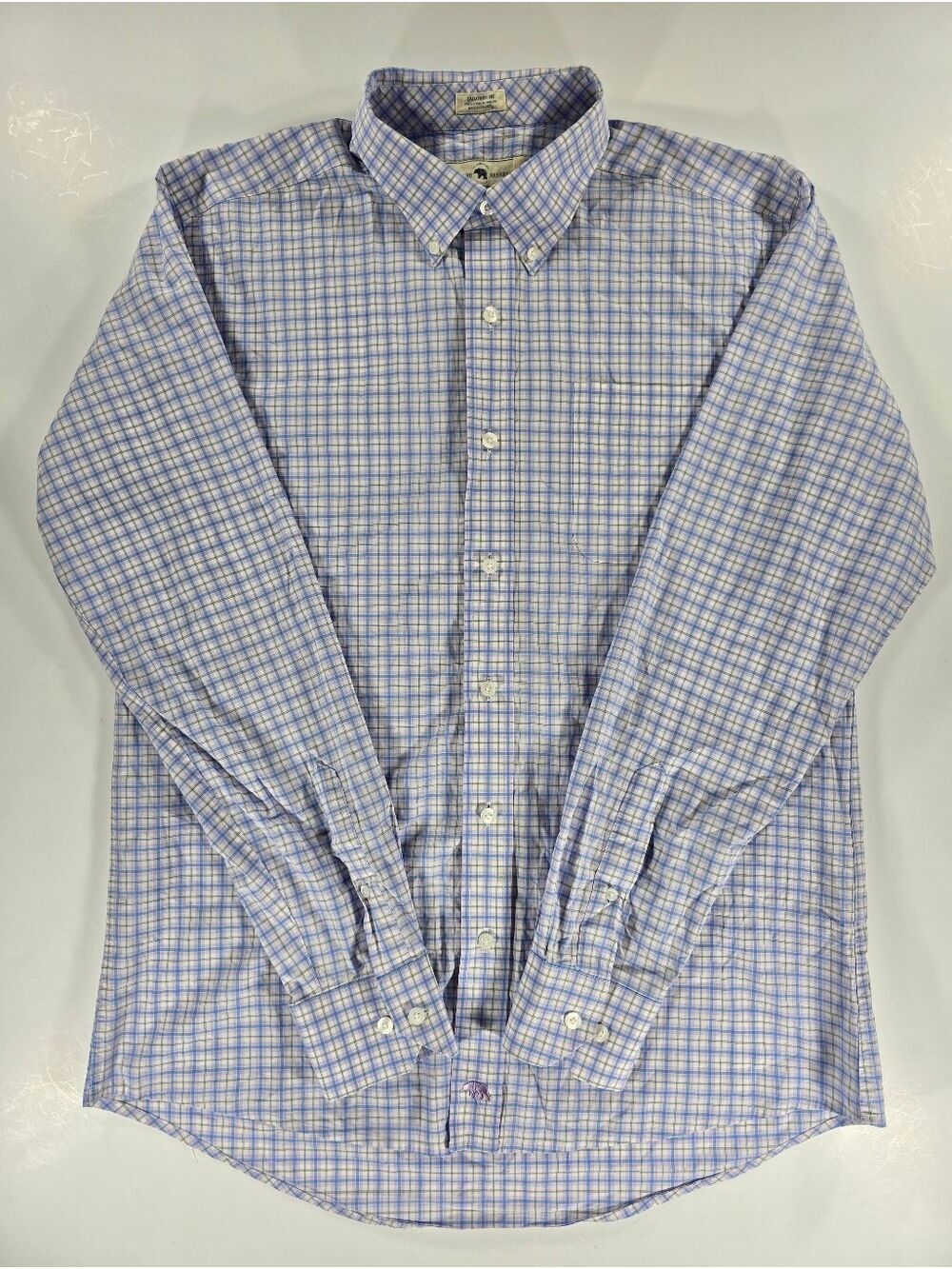 Onward Reserve Mens Large Tailored Stretch Cotton Button Up Shirt Lavender Blue